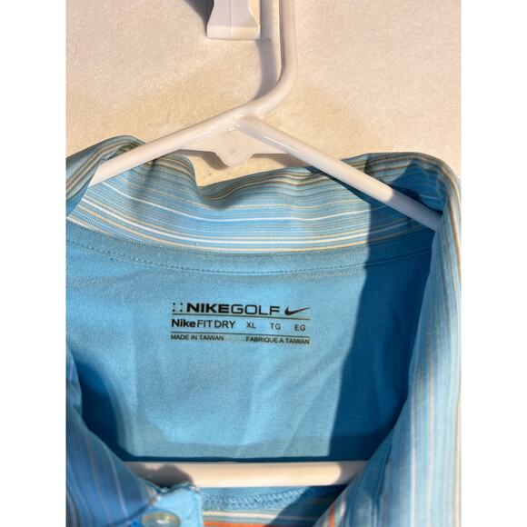 Nike Golf Fit Dry Polo Shirt Men's XL Powder Blue Striped Swoosh Short Sleeve - Picture 2 of 10